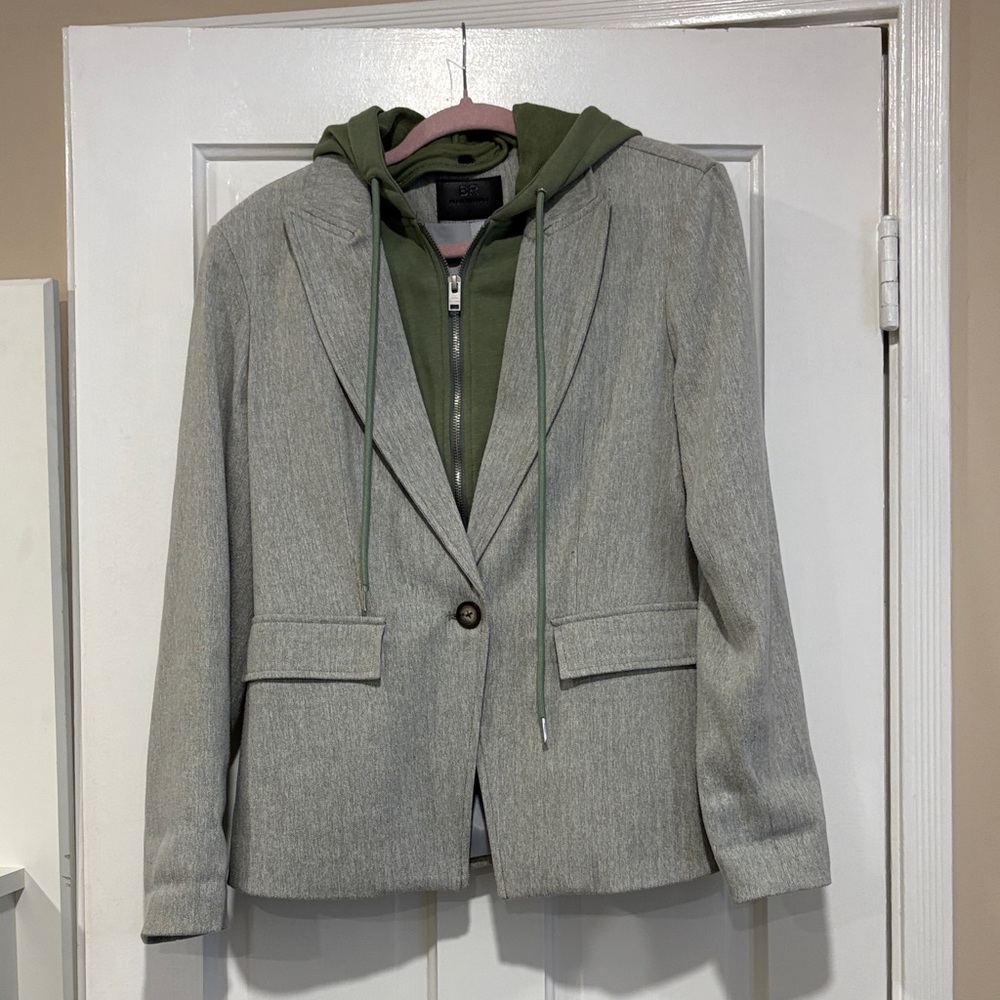 EUC Women’s Blue Revival Helen Blazer with Herringbone and Green insert. SZ S